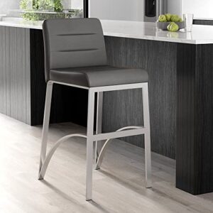 zuri furniture lynx counter height contemporary bar stool with metal base - slate