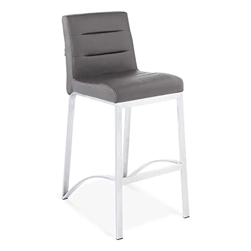 Zuri Furniture Lynx Counter Height Contemporary Bar Stool with Metal Base - Slate