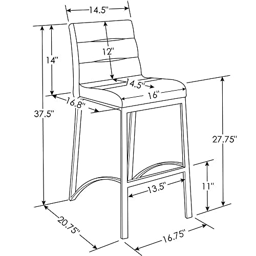 Zuri Furniture Lynx Counter Height Contemporary Bar Stool with Metal Base - Slate