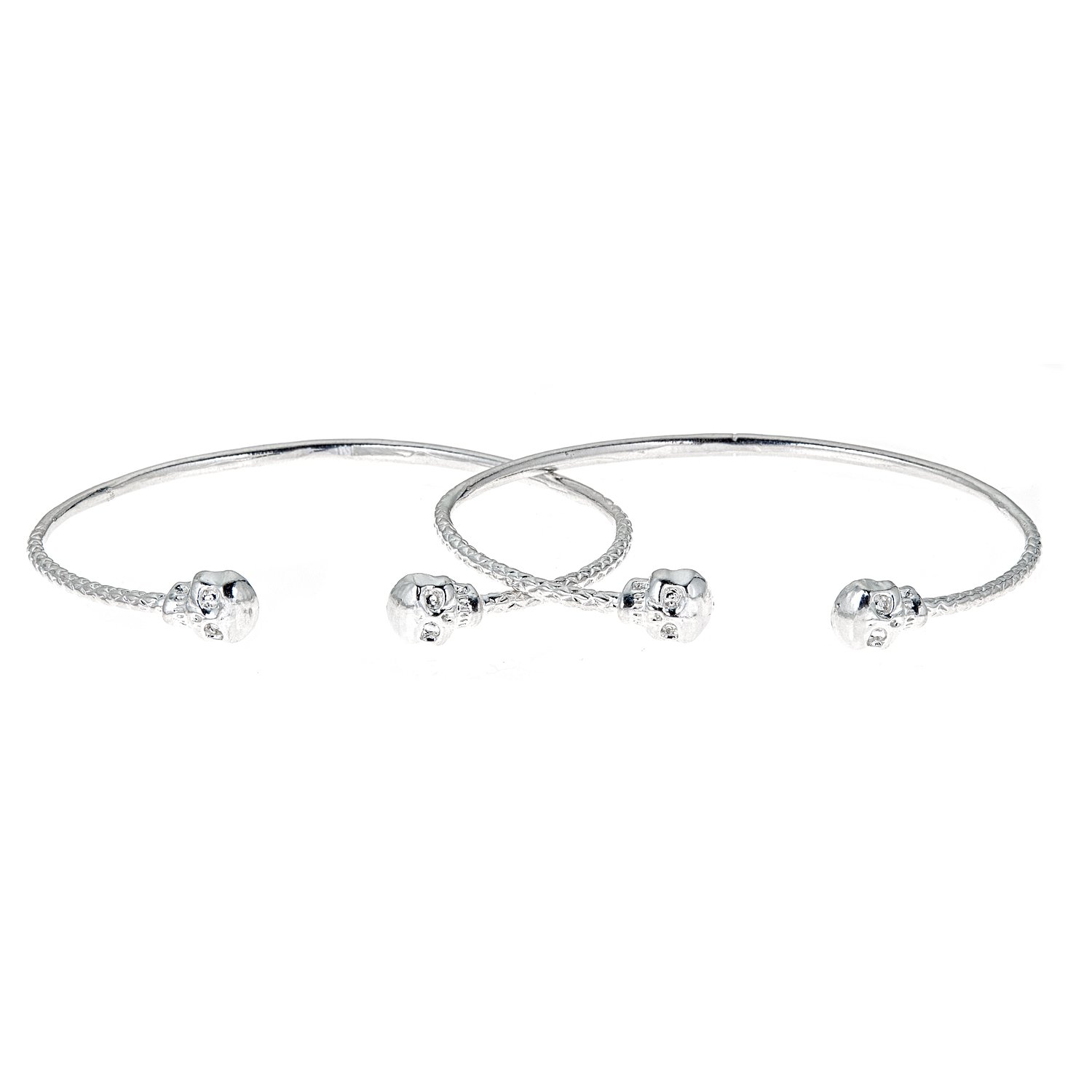 Better Jewelry Skull Ends .925 Sterling Silver West Indian Bangles; 25 grams (PAIR) (MADE IN USA)