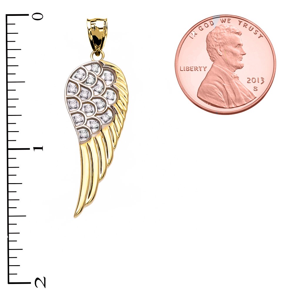 Trendy Necklaces 14k Yellow Gold Diamond Angel Wing Fancy Pendant