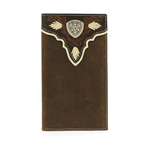 Ariat Men's Dark Distressed Trim Shield Rodeo Western Wallet, Brown, One Size