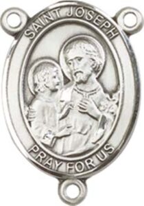 sterling silver saint joseph rosary centerpiece medal, 3/4 inch