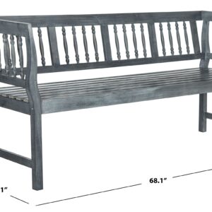 Safavieh PAT6732B Outdoor Collection Brentwood Bench, Ash Grey