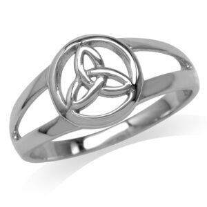 Silvershake White Gold Plated 925 Sterling Silver Celtic Triquetra Knot Ring Size 6