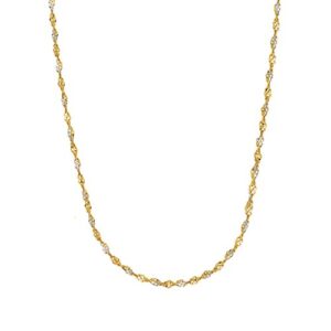 Ritastephens 14k Gold Yellow and White Two Tone Singapore Chain Necklace 1.35 mm 20 Inches