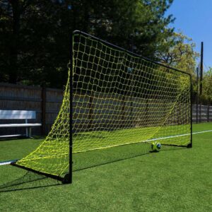 Franklin Sports Premier Steel Soccer Goal - Folding Backyard Soccer Goal with All Weather Net - Kids Backyard Soccer Net - Easy Assembly - 12'x6' - Black