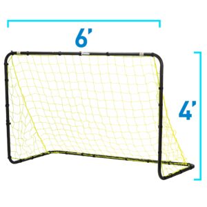 Franklin Sports Competition Soccer Goal - Steel Backyard Soccer Goal with All Weather Net - Includes 6 Ground Stakes - 6'x4' Soccer Goal - Black