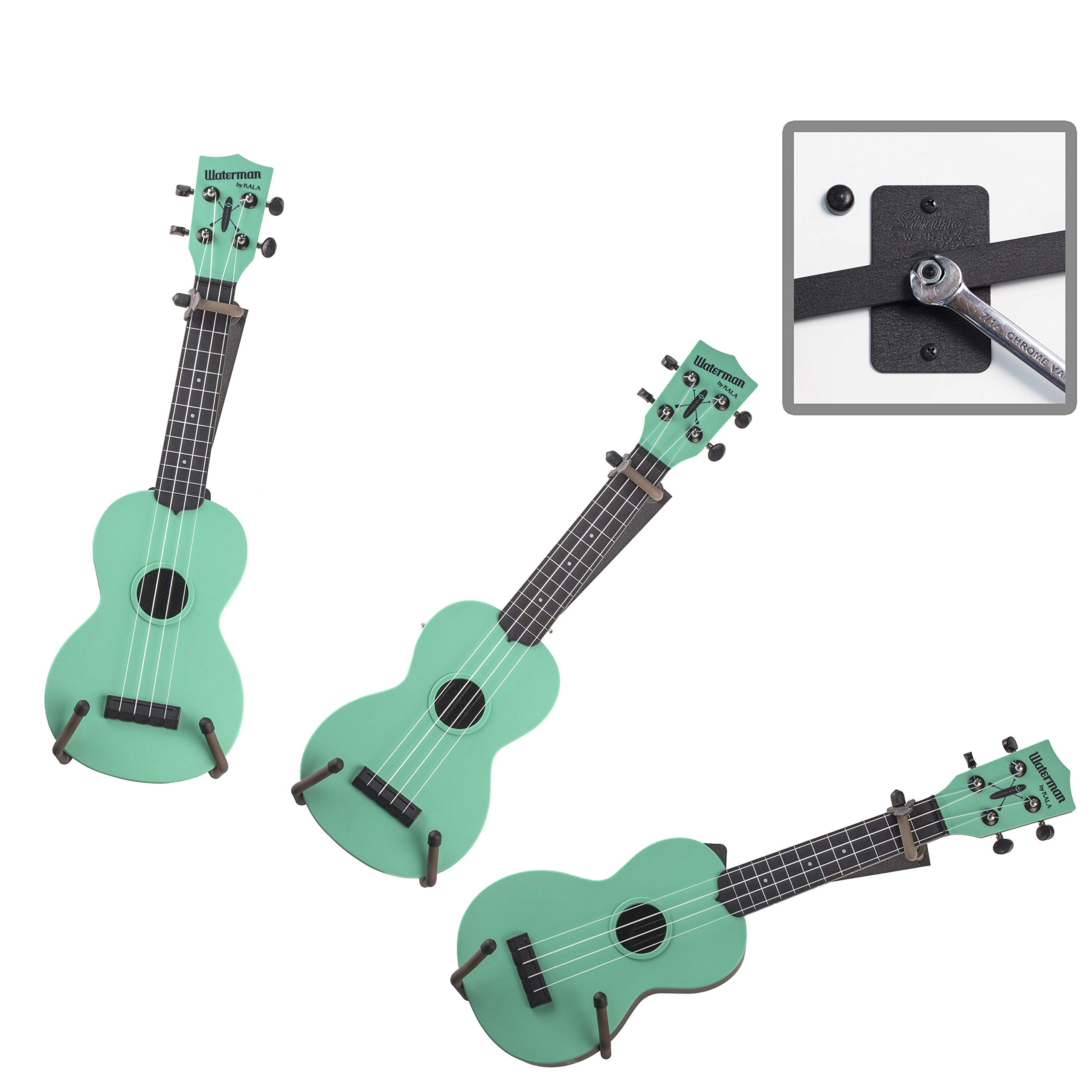 Ukulele Horizontal Wall Mount Stand for Violin Mandolin Ukele Pinaple Concert Compatible Safely Accessories without Case String Swing Black CC15S-FW