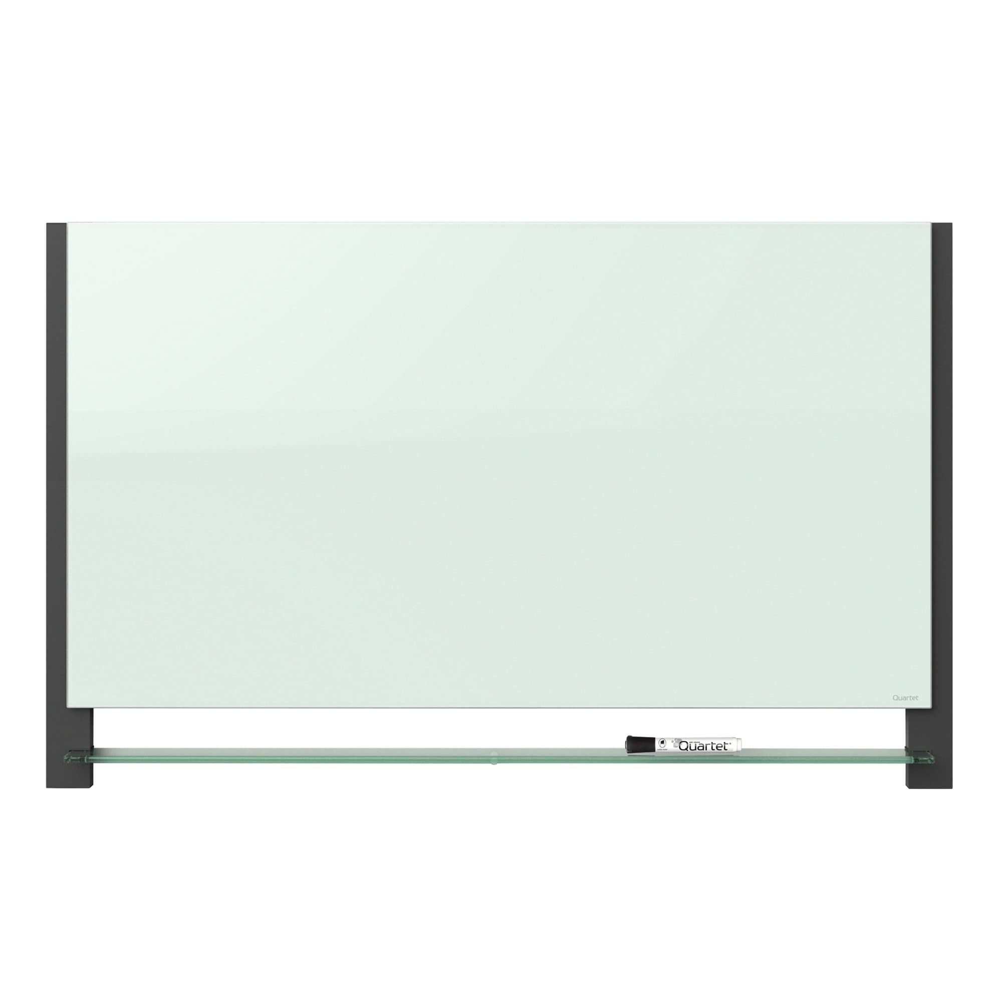 Quartet Glass Whiteboard, Magnetic Dry Erase White Board, 50" x 28", Wide Format with Invisible Mount, Black Aluminum Frame, Evoque (G5028BA)