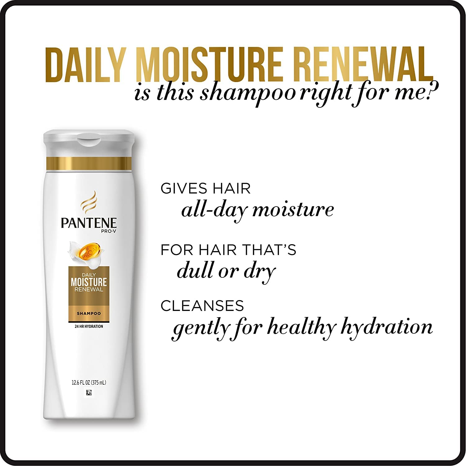 Pantene, Shampoo, Pro-V Daily Moisture Renewal for Dry Hair, 25.4 Fl Oz (Pack of 2), Twin Pack