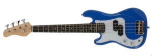 left handed electric base guitar, small scale 36 inch children's mini sized 36 in full length, color: blue