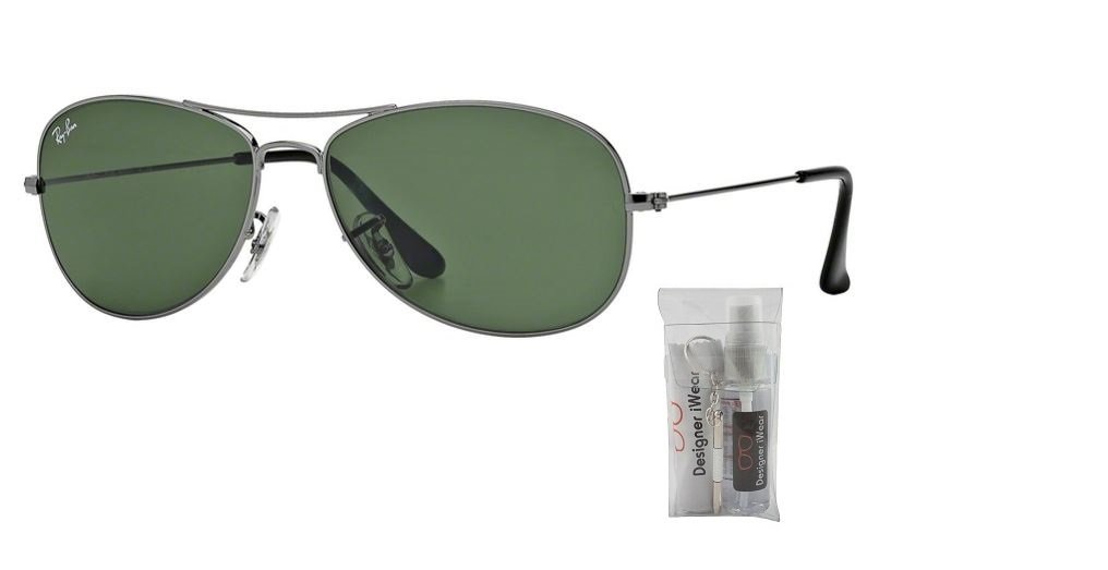 Ray Ban RB3362 COCKPIT 004 56M Gunmetal/Crystal Green Sunglasses For Men For Women