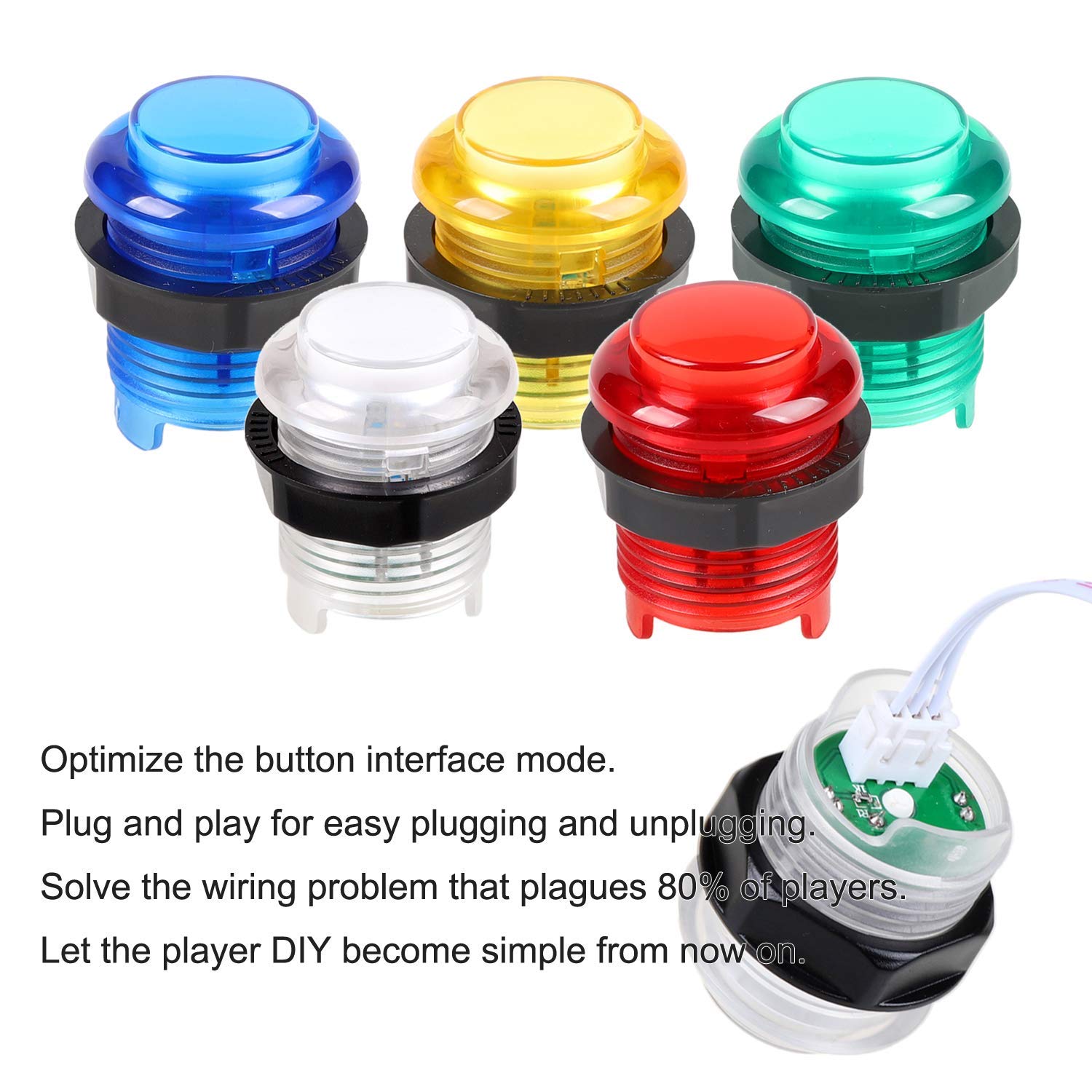 EG STARTS Arcade Buttons 1 Player DIY Kit Joystick 5V LED Arcade Button for Arcade Stick PC Games Mame Raspberry pi