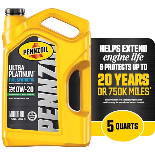 Pennzoil Ultra Platinum Full Synthetic 0W-20 Motor Oil (5-Quart, Case of 3)