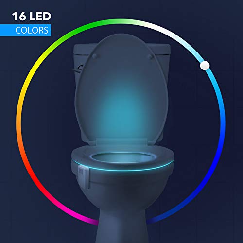 LumiLux Toilet Light with Motion Detection Sensor - 16-Color LED Bathroom Toilet Bowl Light (White)