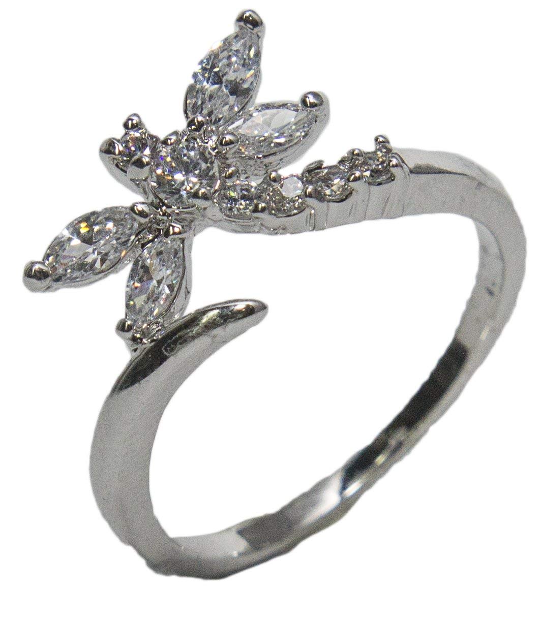 RS Covenant Women's Rhodium Plated Dress Ring Dragonfly Wrap Around CZ 002 (7)