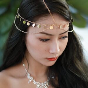 Missgrace Women Bohemian Gold Head Chain Headband Bridal Head Chain Wedding Headpiece Hair Jewelry Accessories for Bridal Hair Accessories