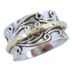 ENERGY STONE 925 Sterling Silver Radha Meditation Spinner Ring (US05) (8.5)