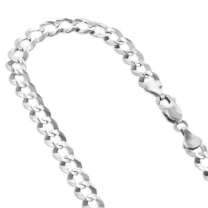 IcedTime 14k White Gold Italy Cuban Curb Solid Chain Necklace 3.5mm Wide 18" Long with Lobster Clasp