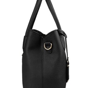 B&E LIFE Stylish Women Pu Leather Vertical Utility Top Handle Handbag Satchel Tote Purse Bag (Black)