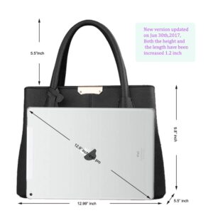 B&E LIFE Stylish Women Pu Leather Vertical Utility Top Handle Handbag Satchel Tote Purse Bag (Black)