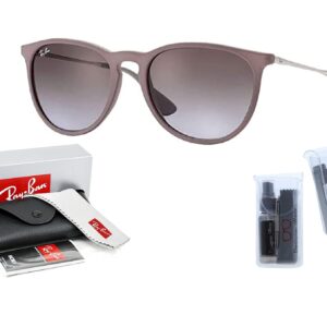 Ray-Ban RB4171 ERIKA Round Sunglasses For Women (Dark Rubber Sand/Brown, 54)+ BUNDLE with Designer iWear Eyewear Kit