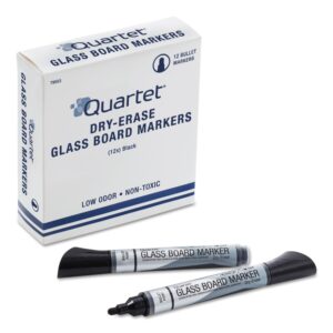 quartet premium glass board dry erase marker, bullet tip, black