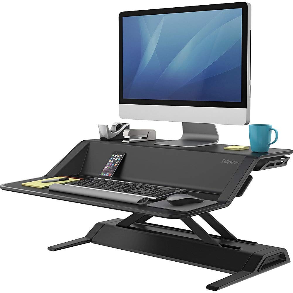 Fellowes Lotus Sit-Stand Workstation Desk, Adjustable, Pre-Assembled, Black