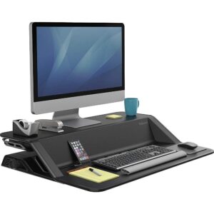 Fellowes Lotus Sit-Stand Workstation Desk, Adjustable, Pre-Assembled, Black