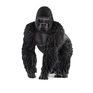 schleich wild life realistic male gorilla animal figurine - authentic detailed wild male gorilla toy for boys and girls education imagination and play, highly durable gift for kids ages 3+