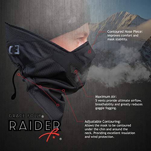 Half Face Mask for Cold Winter Weather. Use This Half Balaclava for Snowboarding, Ski, Motorcycle. (Many Colors) (Black)