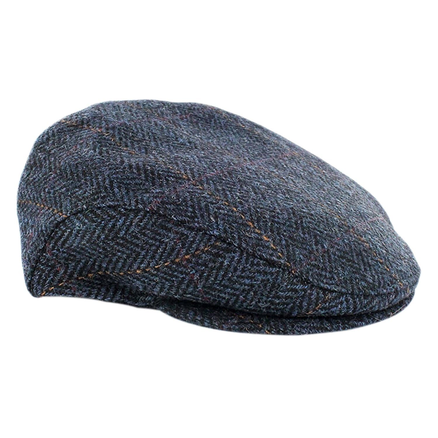 Mucros Weavers Irish Trinity Flat Cap, Irish Hat for Men, Newsboy Hat (Large, Col 34 Blue Herringbone)