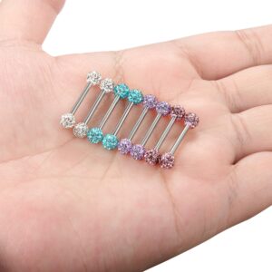 ORAZIO 6-8 Pcs 14G 316L Stainless Steel CZ Nipple Piercing Barbell Belly Button Ring for Women