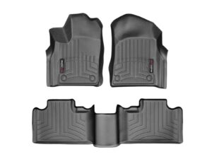 weathertech custom fit floorliners for durango, grand cherokee - 1st & 2nd row (444851-443242), black