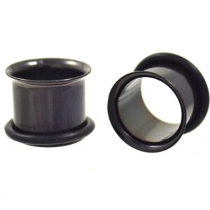 black single flare o-ring anodized titanium ear plug tunnel 12g-00g'' (0g-8mm)