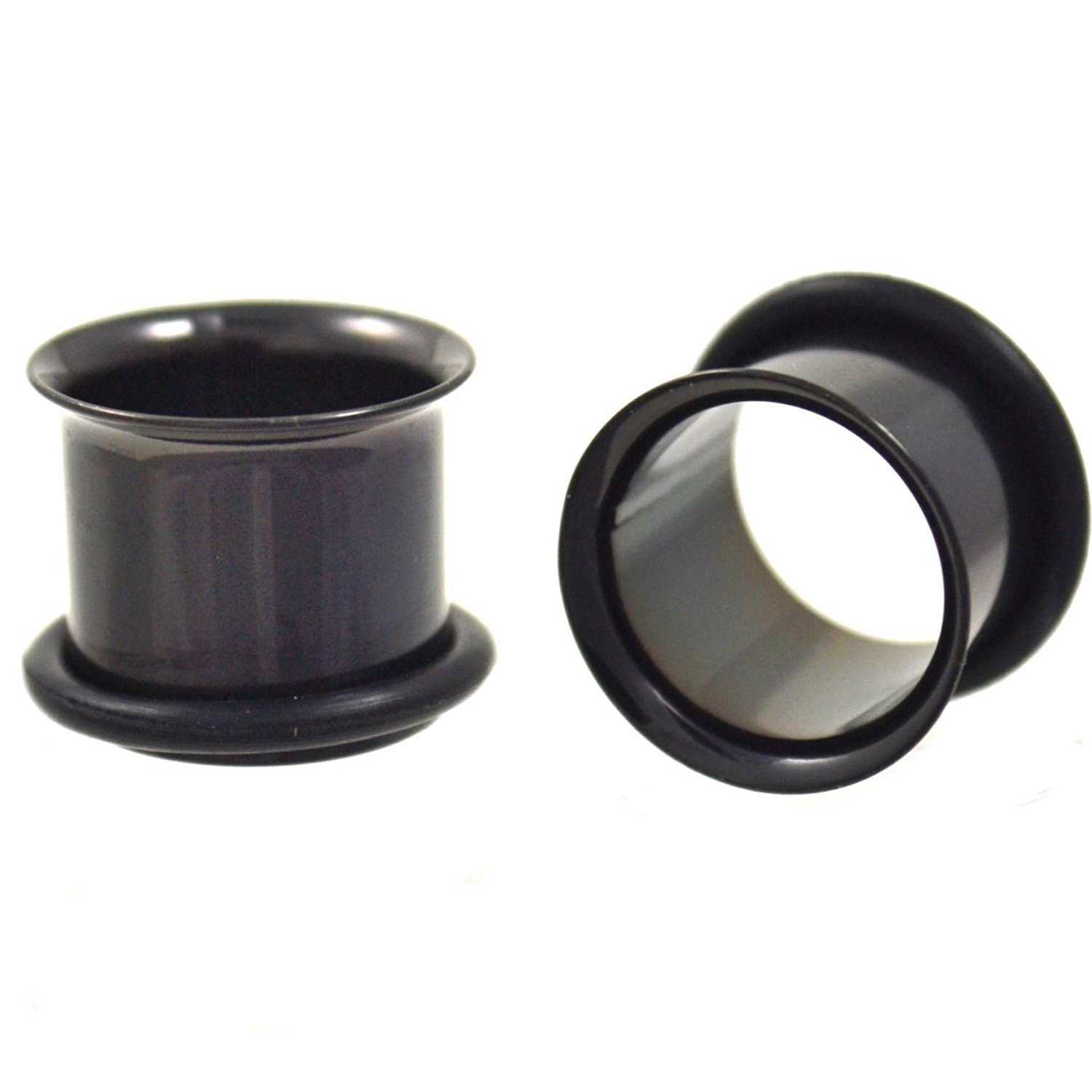 Black Single Flare O-Ring Anodized Titanium Ear Plug Tunnel 12G-00G'' (0g-8mm)