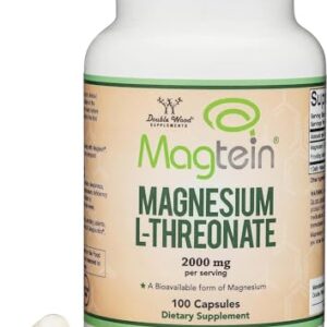 Magnesium L Threonate Capsules (Magtein) – High Absorption Supplement – Bioavailable Form for Sleep and Cognitive Function Support – 2,000 mg – 100 Capsules