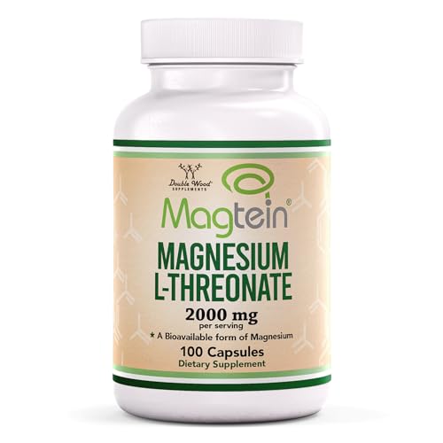 Magnesium L Threonate Capsules (Magtein) – High Absorption Supplement – Bioavailable Form for Sleep and Cognitive Function Support – 2,000 mg – 100 Capsules