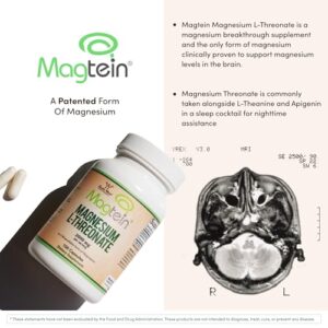 Magnesium L Threonate Capsules (Magtein) – High Absorption Supplement – Bioavailable Form for Sleep and Cognitive Function Support – 2,000 mg – 100 Capsules