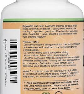 Magnesium L Threonate Capsules (Magtein) – High Absorption Supplement – Bioavailable Form for Sleep and Cognitive Function Support – 2,000 mg – 100 Capsules