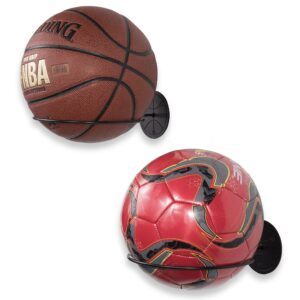 Wallniture Sporta Wall Mount Sports Ball Holder Display Storage Steel Black Set of 2