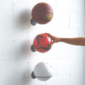 Wallniture Sporta Wall Mount Sports Ball Holder Display Storage Steel Black Set of 2