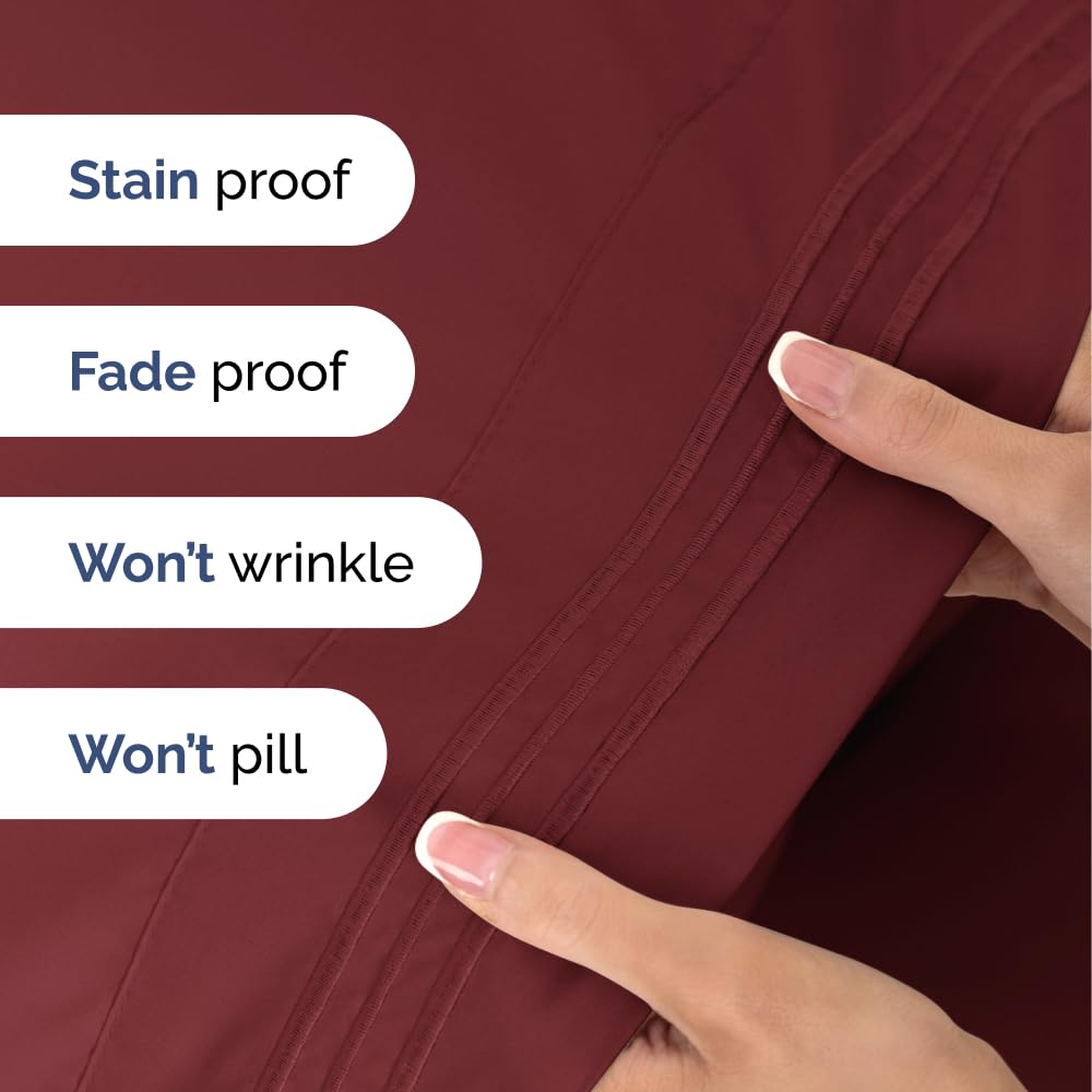 Full 6 Piece Sheet Set - Breathable & Cooling Bed Sheets - Hotel Luxury Bed Sheets for Women, Men, Kids & Teens - Comfy Bedding w/ Deep Pockets & Easy Fit - Soft & Wrinkle Free - Full Burgundy Sheets