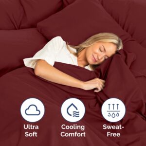 Full 6 Piece Sheet Set - Breathable & Cooling Bed Sheets - Hotel Luxury Bed Sheets for Women, Men, Kids & Teens - Comfy Bedding w/ Deep Pockets & Easy Fit - Soft & Wrinkle Free - Full Burgundy Sheets