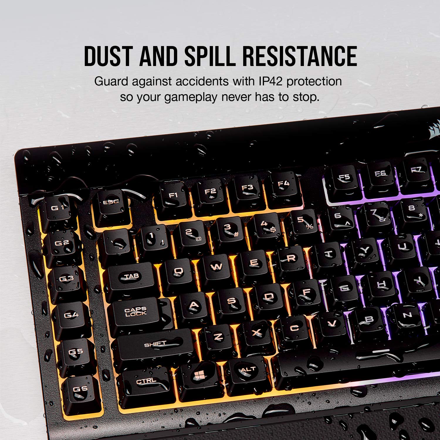 Corsair K55 RGB Gaming Keyboard – IP42 Dust and Water Resistance – 6 Programmable Macro Keys – Dedicated Media Keys - Detachable Palm Rest Included (CH-9206015-NA) , Black