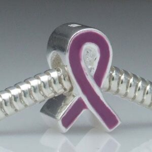 Ribbon Charm with Purple Enamel 925 Sterling Silver Cross Charm for for DIY Charms Bracelet (B)