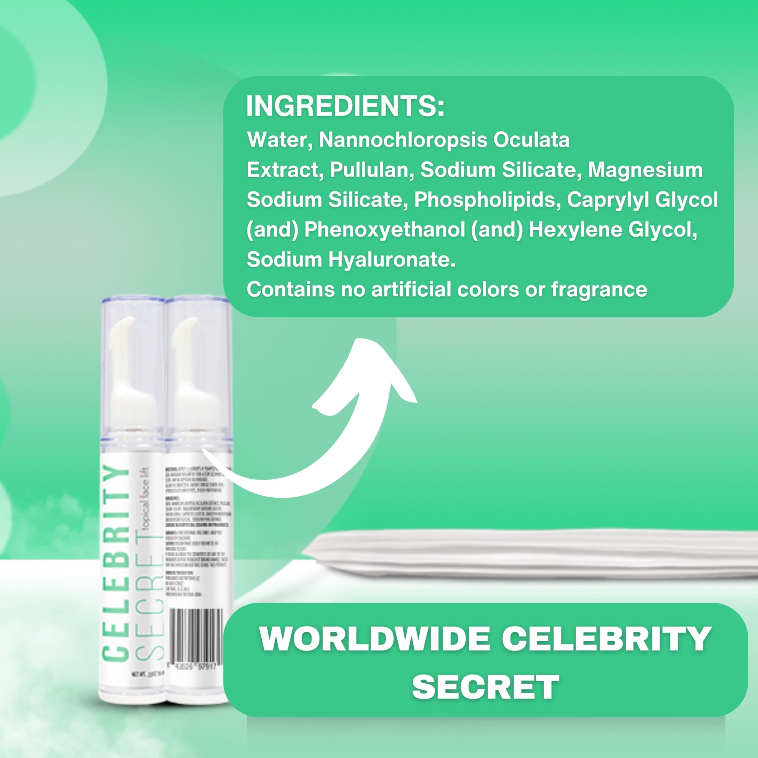 Worldwide Nutrition Celebrity Secret Topical Face Lift - Temporary Face Wrinkles Remover with Instant Skin Tightening Wrinkle Filler, Facial Firming and Tightening Cream for Youthful Skin -10 ml