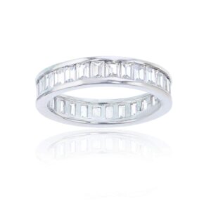 sterling silver 2x3mm emerald cut cubic zirconia channel set eternity band ring