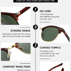 AEVOGUE Polarized Sunglasses For Women And Men Semi Rimless Frame Retro Sun Glasses AE0369 (Tortoise)